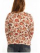 Camiseta estampado floral, detalle alamar escote