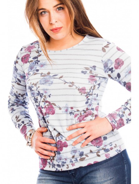 Camiseta punto algodón estampado floral
